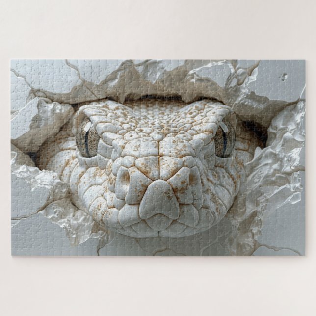 3D White King Cobra Snake Jigsaw Puzzle (Horizontal)