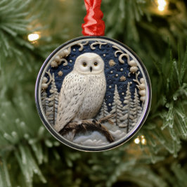 3D White Owl Woodland Animal Chirstmas Ornament Aus Metall