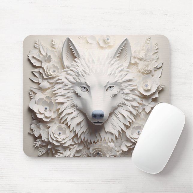 3D White Wolf Mousepad (Mit Mouse)