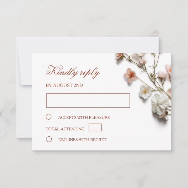 3D-Wildblumen-Hochzeit RSVP Karte (Vorderseite)