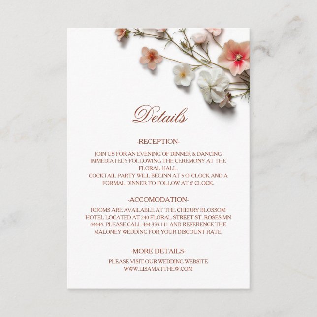 3D Wildblumen Weiß Begleitkarte (Vorderseite)