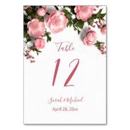3D Wilde Rosen Weiße Hochzeit Tischnummer