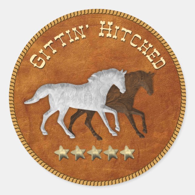 3D Wildleder Gittin' Hitched Stickers (Vorderseite)