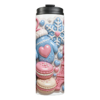 3D Winter Frankreich Eiffelturm Macarons Puffy Thermosbecher