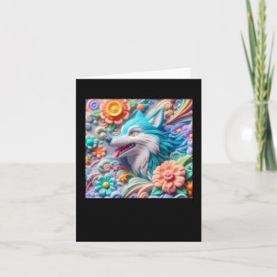 3D-Wolf-Aufkleber  Karte