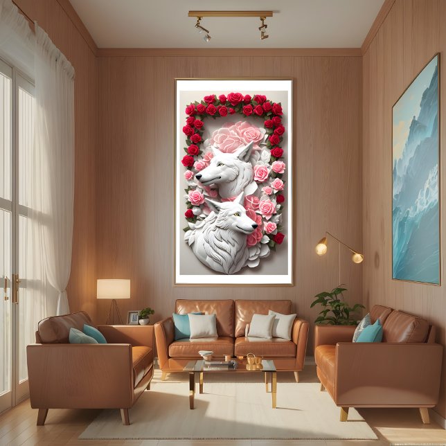 3D-Wolfposter mit rote Rosen Poster (Von Creator hochgeladen)