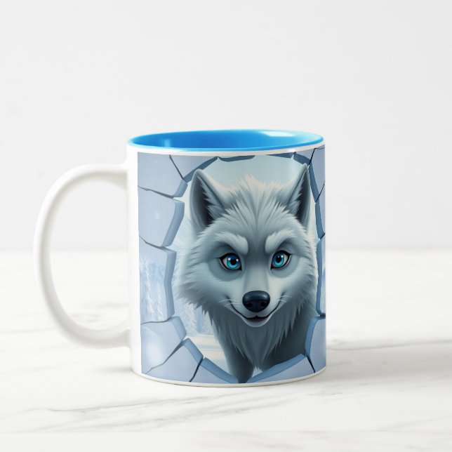 3d Wolfsloch in einem Wrap-Design der Tasse (Links)