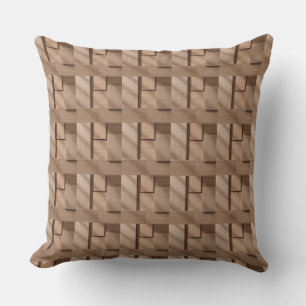 3D Wooden Block Pattern with Light Brown Kissen