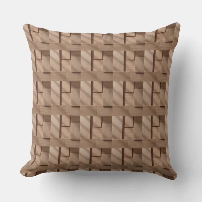 3D Wooden Block Pattern with Light Brown Kissen (Vorderseite)