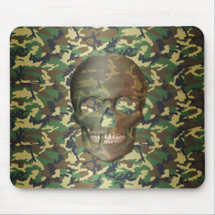 3D Woodland Camouflage Skull Mousepad