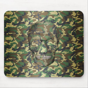 3D Woodland Camouflage Skull Mousepad
