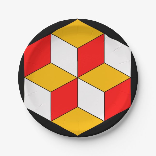 3D-Würfel Pappteller (Vorderseite)