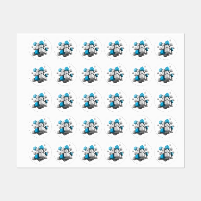 3D-Würfel von SlipperyJoe Etiketten (Blatt)