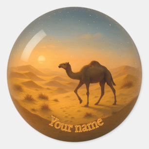 3D-Wüste-Camel-Glasscherben Runder Aufkleber
