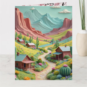 3D-Wüstenlandschaft-Kunstkarte im Western-Stil – F Karte