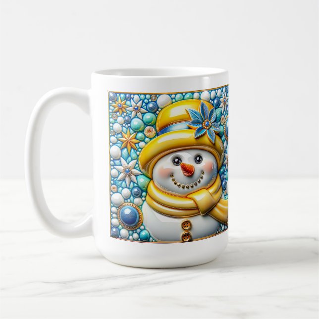 3D Yellow Christmas Snowman  Kaffeetasse (Links)