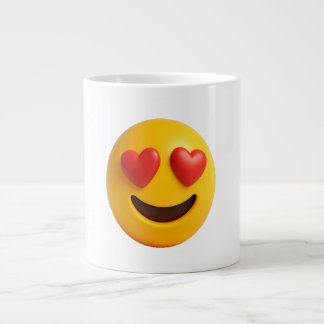 3d yellow smiling emoji face with heart shaped eye Jumbo-Tasse
