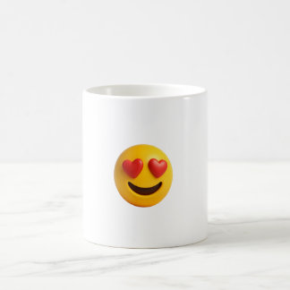 3d yellow smiling emoji face with heart shaped eye kaffeetasse
