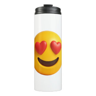 3d yellow smiling emoji face with heart shaped eye thermosbecher