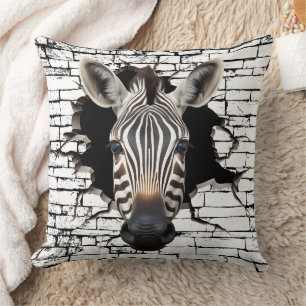 3D-Zebra-Wandbruch-Kunst – Realistischer Safari Kissen