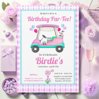 3Elegantes Women's Golf Party Cart 30. Geburtstag Einladung
