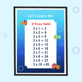3er-Reihe Poster für Kinder | Ozean-Mathe