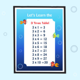 3er-Reihe Poster für Kinder   Ozean-Mathe 
