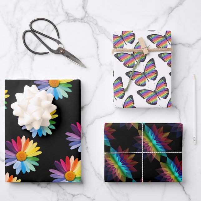 3er Set Geschenkpapier Set (Vorderseite)