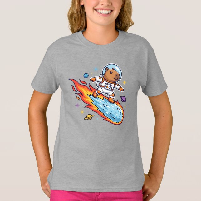 3I/Atlas Capybara Astronaut Riding The Comet C/202 T-Shirt (Vorderseite)