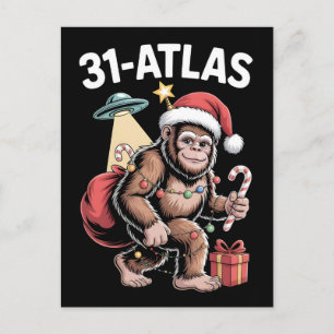 3I Atlas Glitch-Stil Sci-Fi Retro-Space Lustig Ho Feiertagspostkarte