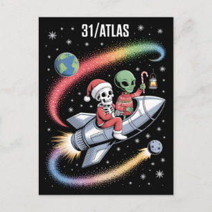 3I Atlas Glitch Style Sci-Fi Retro Weltraum Lustig Feiertagspostkarte