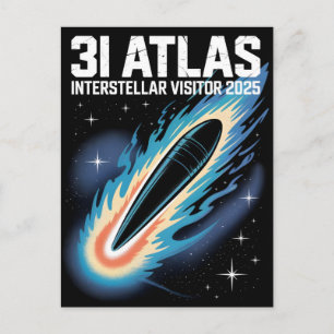 3I Atlas Glitch Style Sci-Fi Retro Weltraum Lustig Feiertagspostkarte