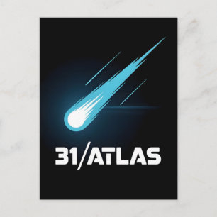 3I Atlas Glitch Style Sci-Fi Retro Weltraum Lustig Feiertagspostkarte