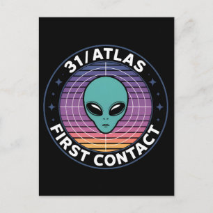 3I Atlas Glitch Style Sci-Fi Retro-Weltraum Lustig Feiertagspostkarte
