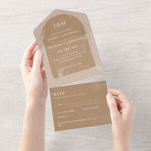 3in1 Minimalistische Pampasgras TYPOGRAPHIE Hochze All In One Einladung