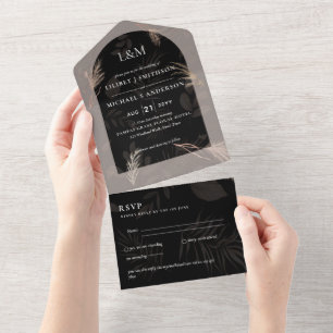 3in1 Minimalistische Pampasgras TYPOGRAPHIE Hochze All In One Einladung