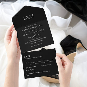 3in1 Onyx Black Text nur Hochzeit einladen UAWG All In One Einladung