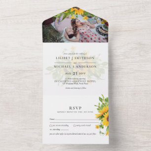 3in1 Rustikale Sonnenblumen FOTO Hochzeit INVITE U All In One Einladung