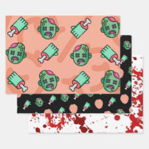 3pc mm, Gehirne... Halloween Wrapping Paper Sheets