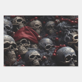 3pc. Packpapier für den Holiday Skull-Umschlag Geschenkpapier Set