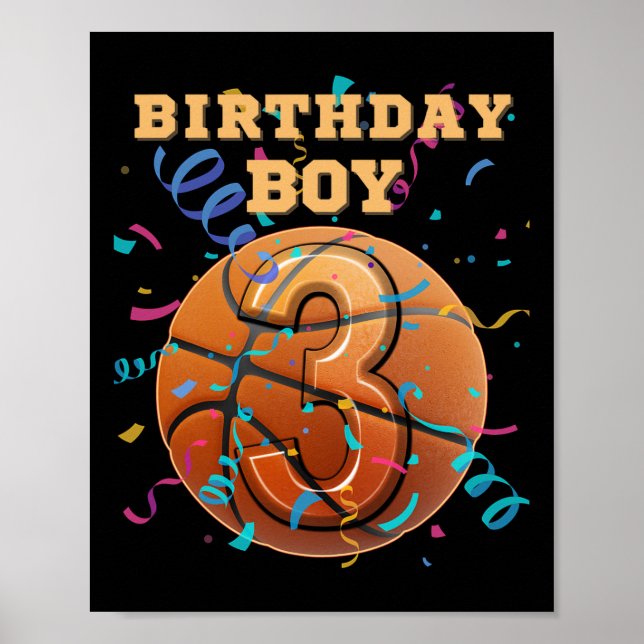 3rd Birthday Boy Three 3 Years Old Sketll Players  Poster (Vorne)