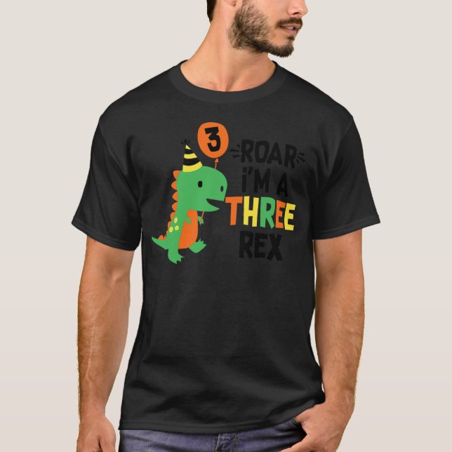 3rd Birthday Dinosaur Boys T-Rex Matching Family P T-Shirt (Vorderseite)
