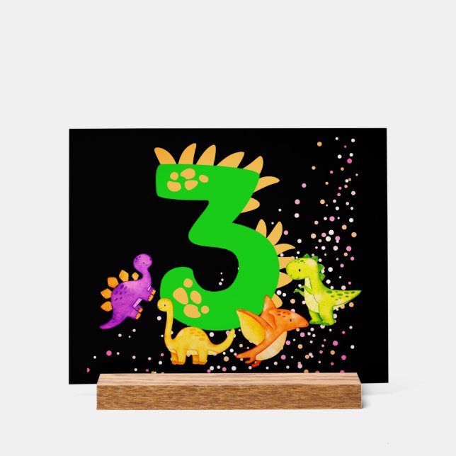 3rd Birthday. Dinosaur Design. My third birthday.  Acrylschild (Vorderseite)