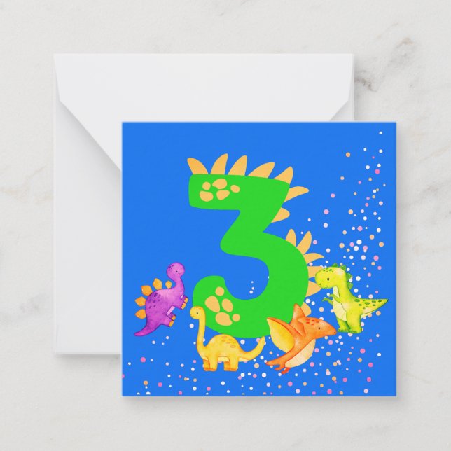 3rd Birthday. Dinosaur Design. My third birthday.  Mitteilungskarte (Vorderseite)