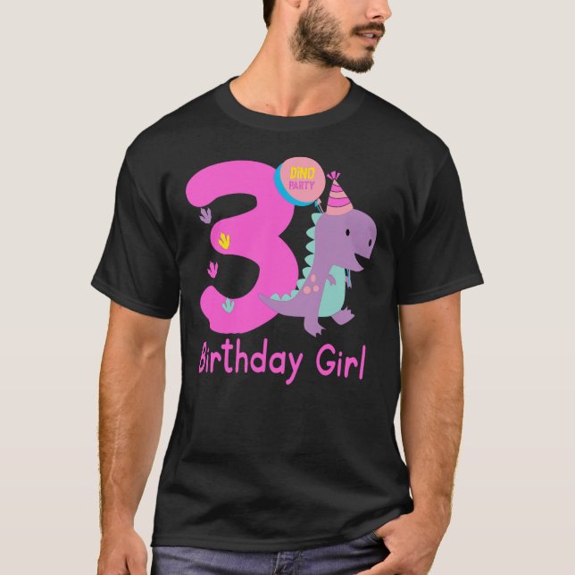 3rd Birthday Dinosaur Girl T-Rex Matching Family P T-Shirt (Vorderseite)