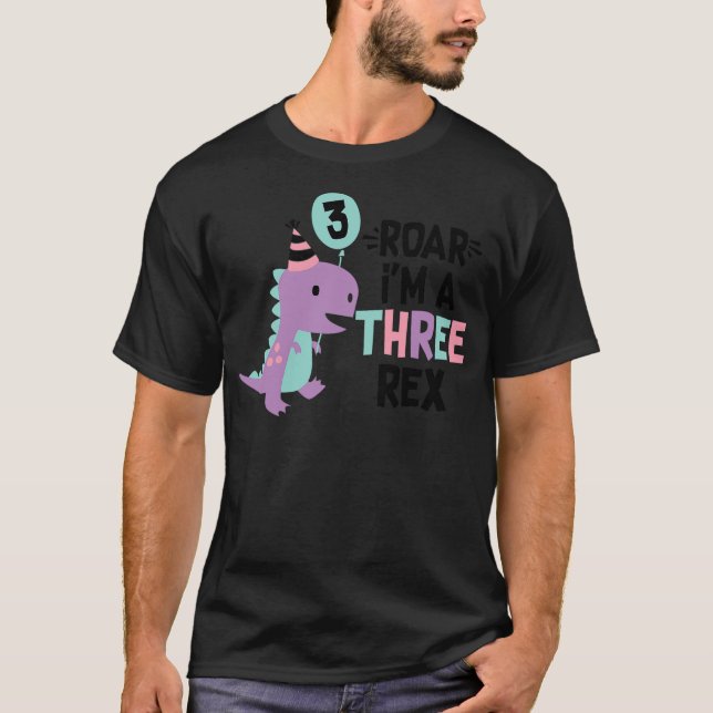 3rd Birthday Dinosaur Girl T-Rex Matching Family P T-Shirt (Vorderseite)