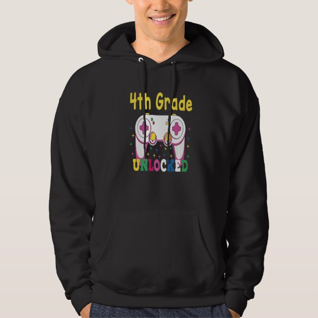 3rd Grade Achieved 4th Grade Unlocked Retro Colorf Hoodie (Vorderseite)