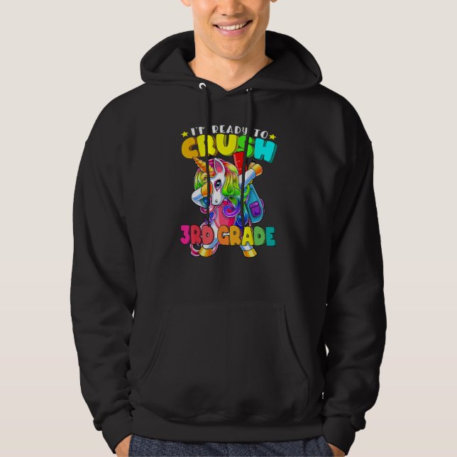 3rd Grade Dabbing Unicorn Back To School Girls Hoodie (Vorderseite)