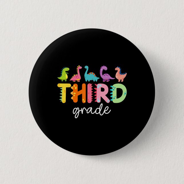 3rd Grade Dinosaur Back To School First Day Of Sch Button (Vorderseite)