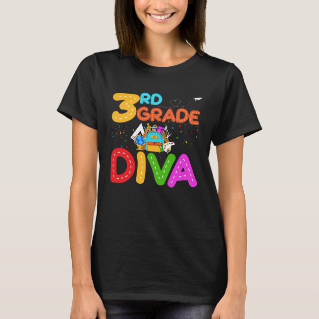 3rd Grade Diva First Day of School T-Shirt (Vorderseite)